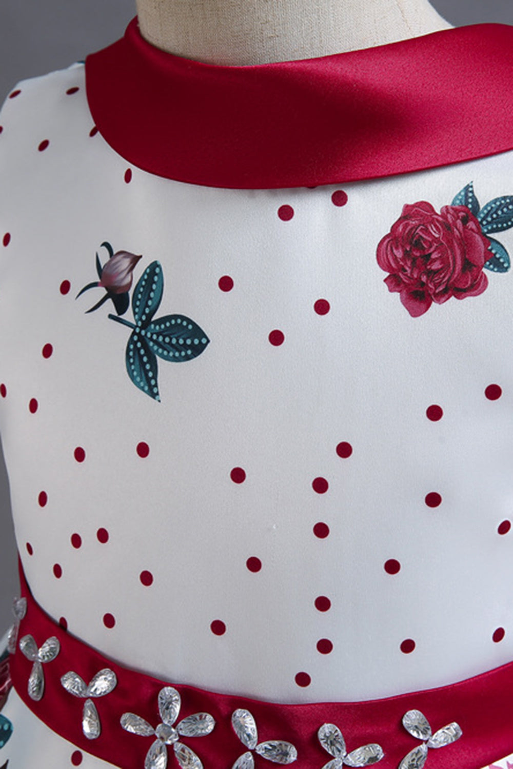 A Line Jewel Neck Blue Printed Girl Dress