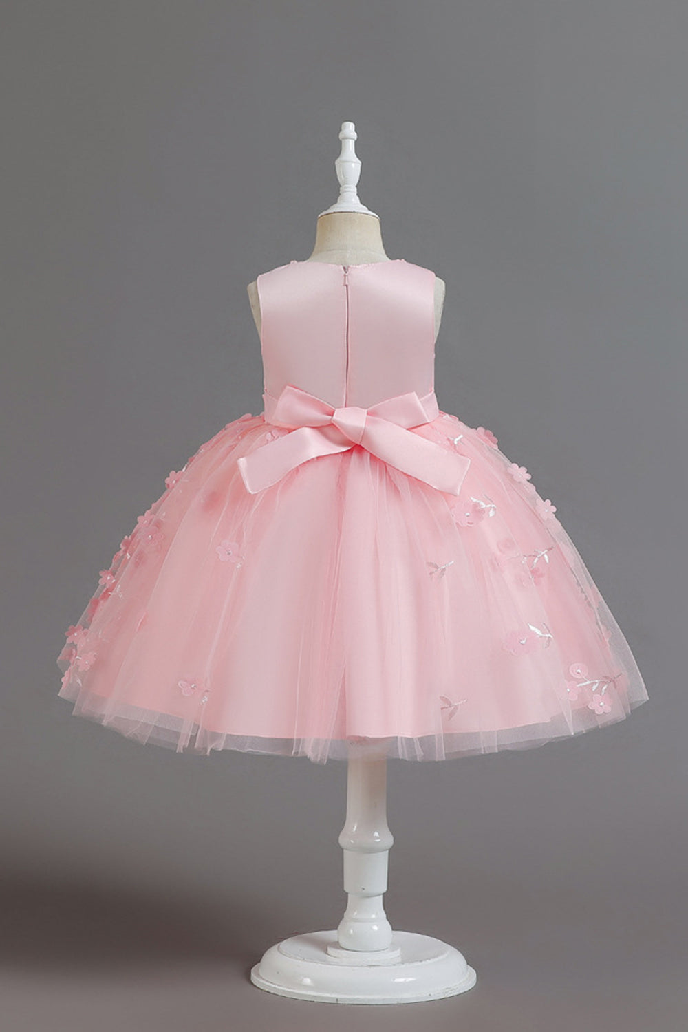 Champagne A Line Tulle Sleeveless Flower Girls' Party Dress With Bow