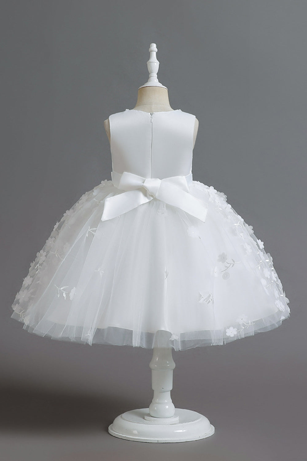 Champagne A Line Tulle Sleeveless Flower Girls' Party Dress With Bow