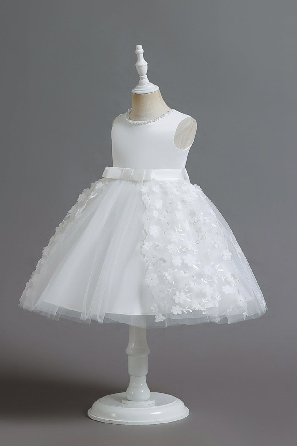 Champagne A Line Tulle Sleeveless Flower Girls' Party Dress With Bow