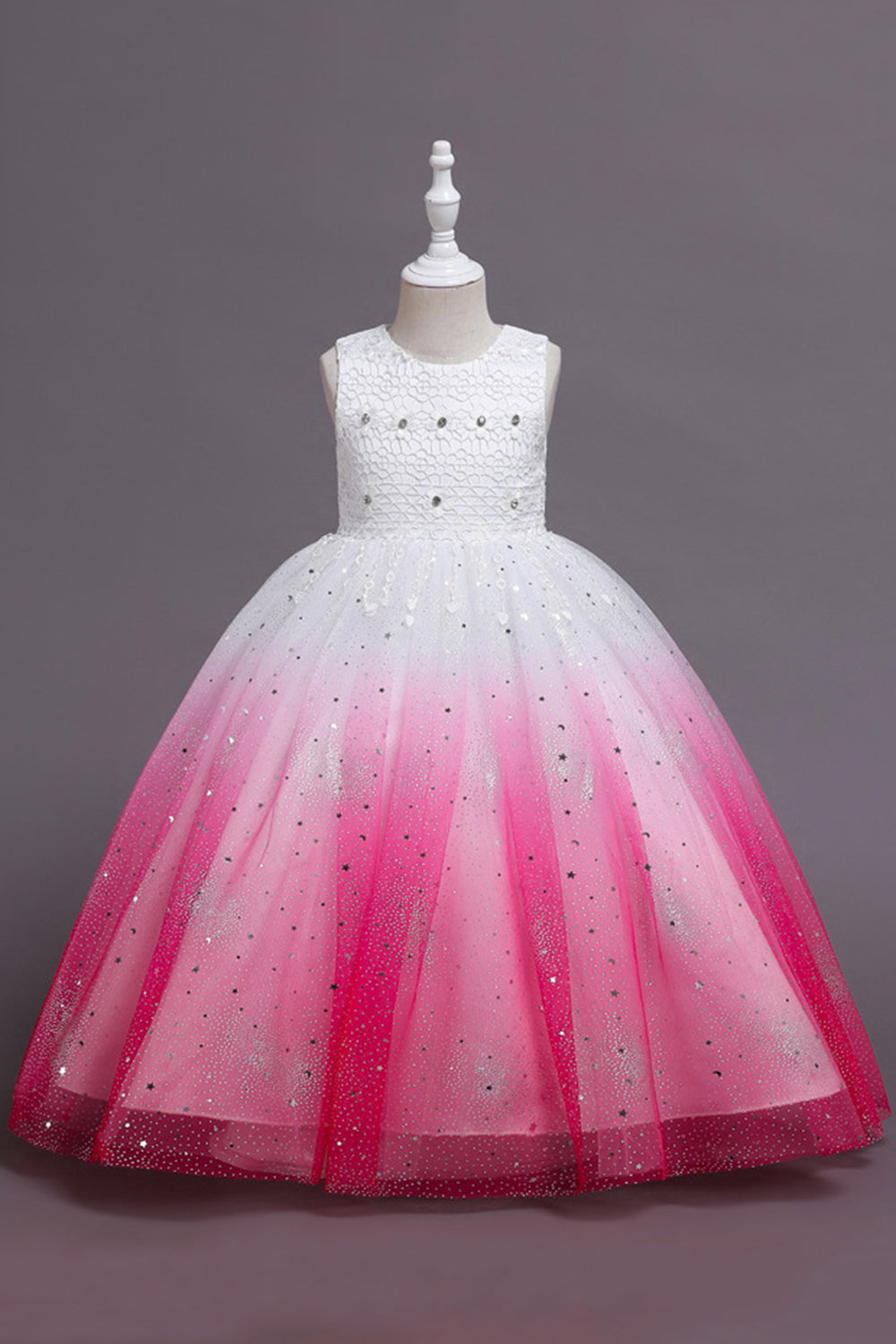 Purple Glitter Sleeveless Long Girls' Dress