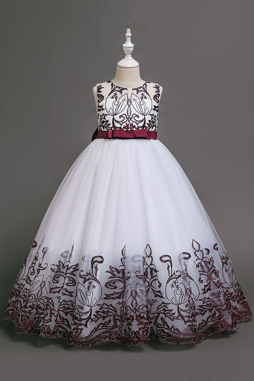 Navy Sleeveless A Line Embroidery Girls' Dress