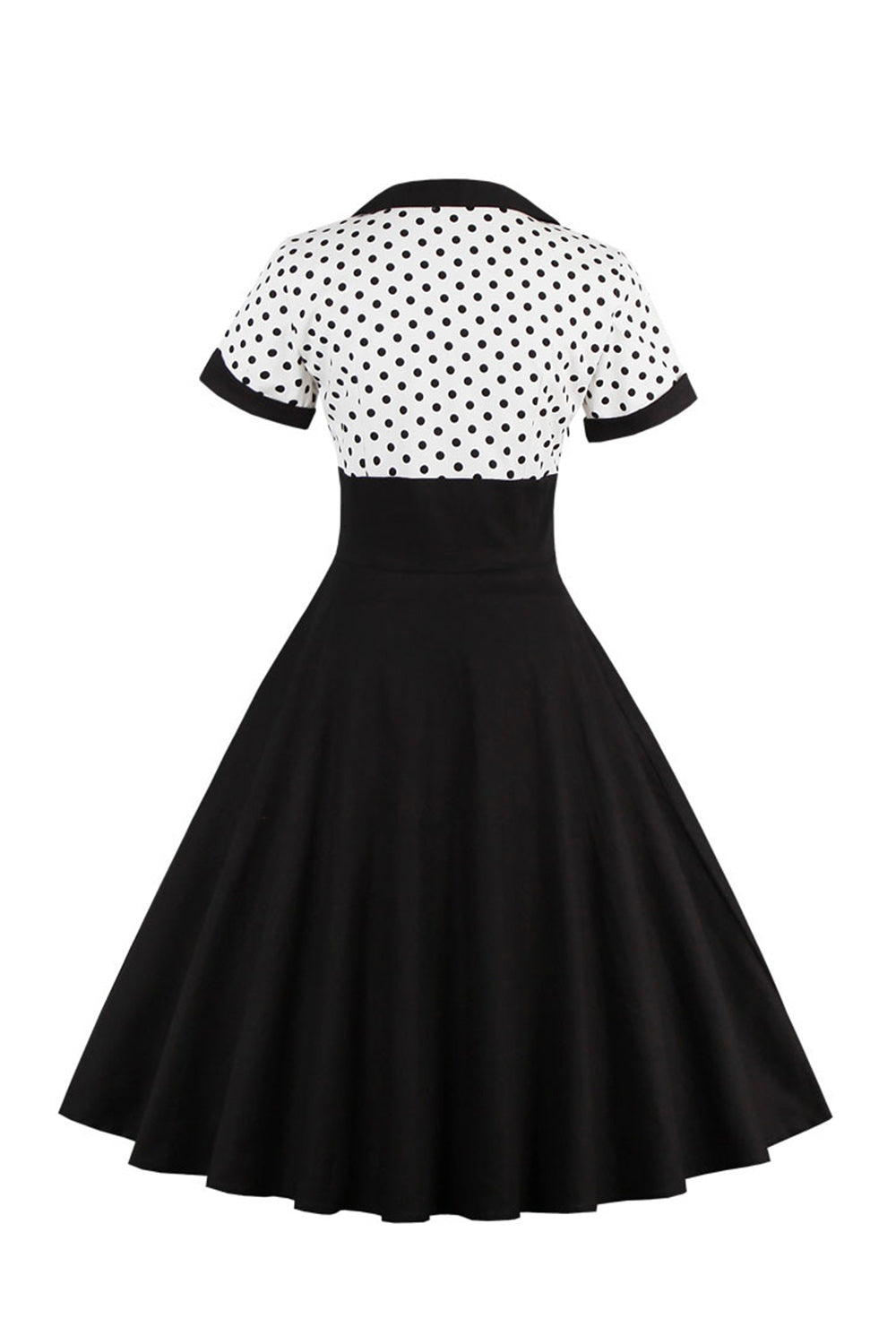 Black Polka Dots Swing 1950s Dress with Short Sleeves
