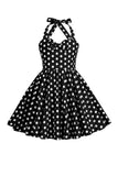 Halter Red Vintage Polka Dot 50's Girls Dress with Bow