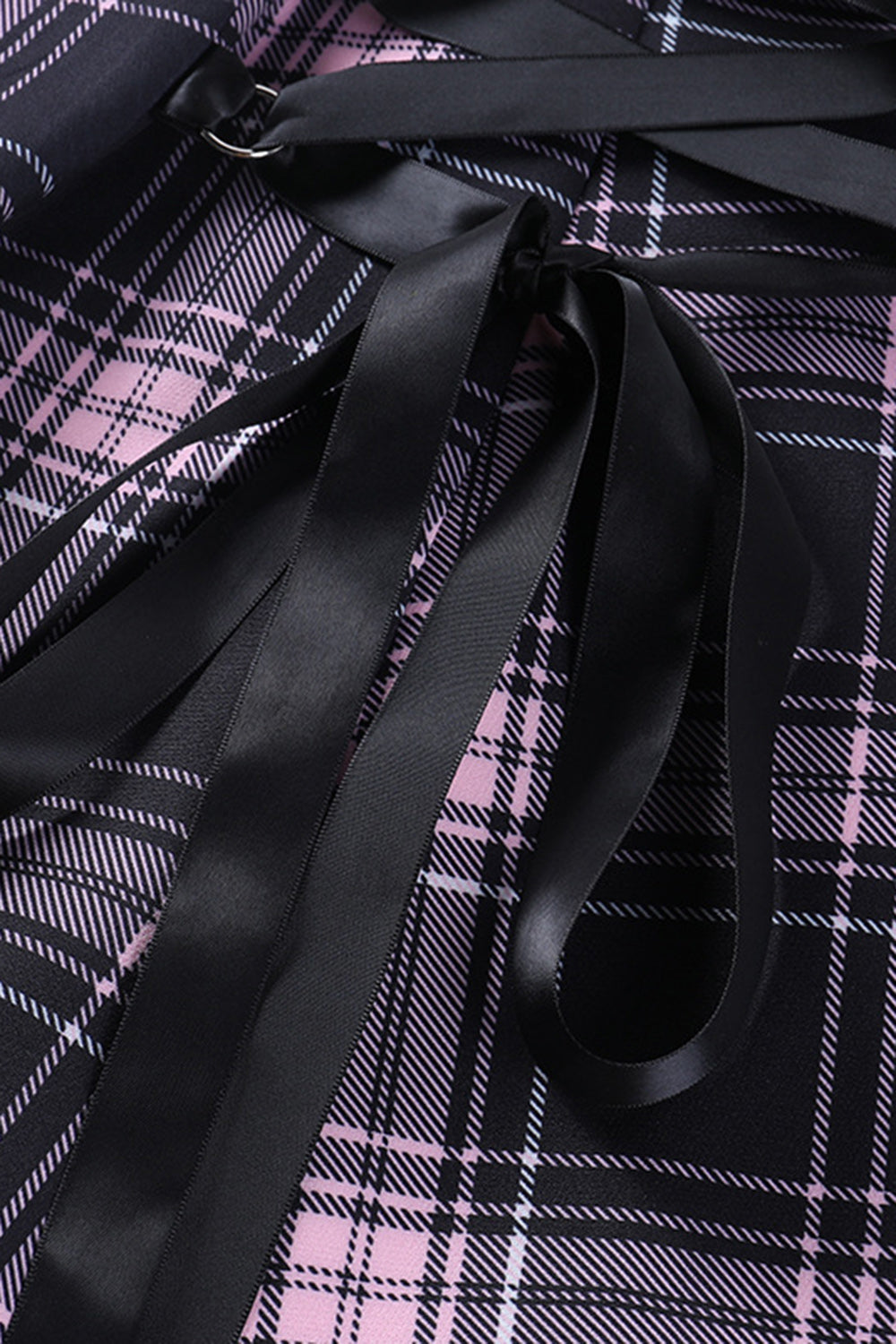 Pink Plaid Sleeveless Zipper Vintage Dress