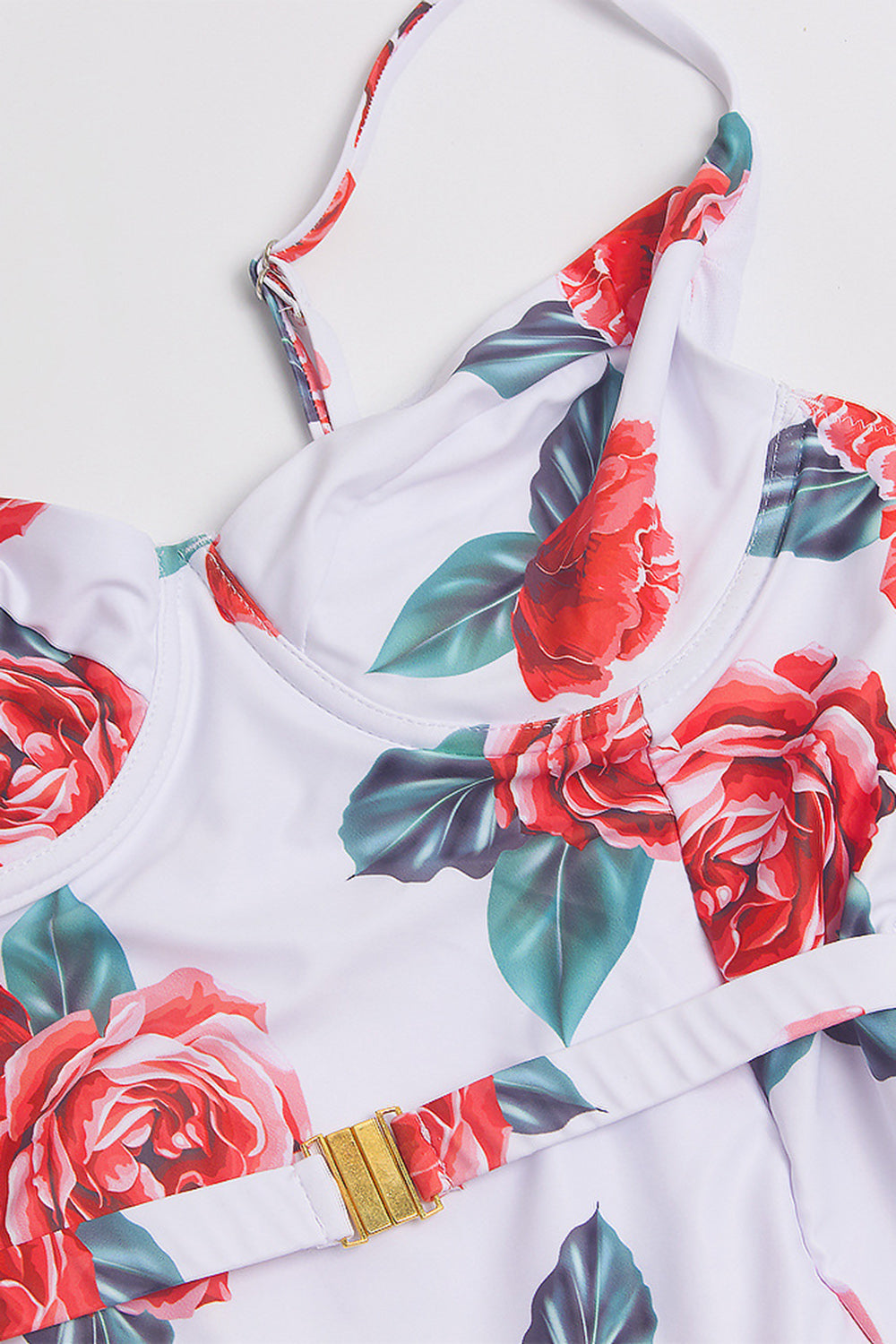 Spaghetti Straps High Waist Red One Piece Swimwear