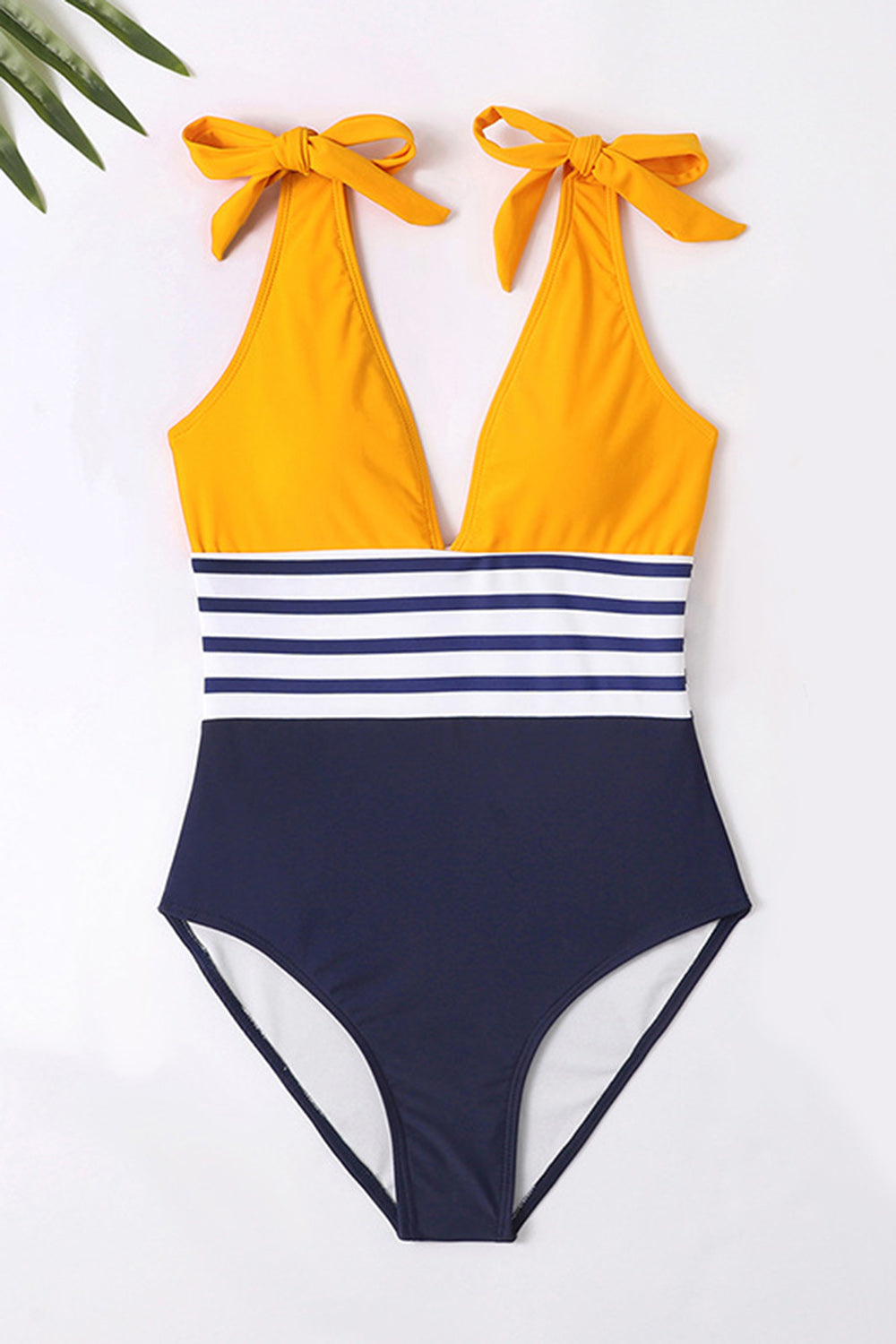 One Piece Yellow Swimsuit with Bows