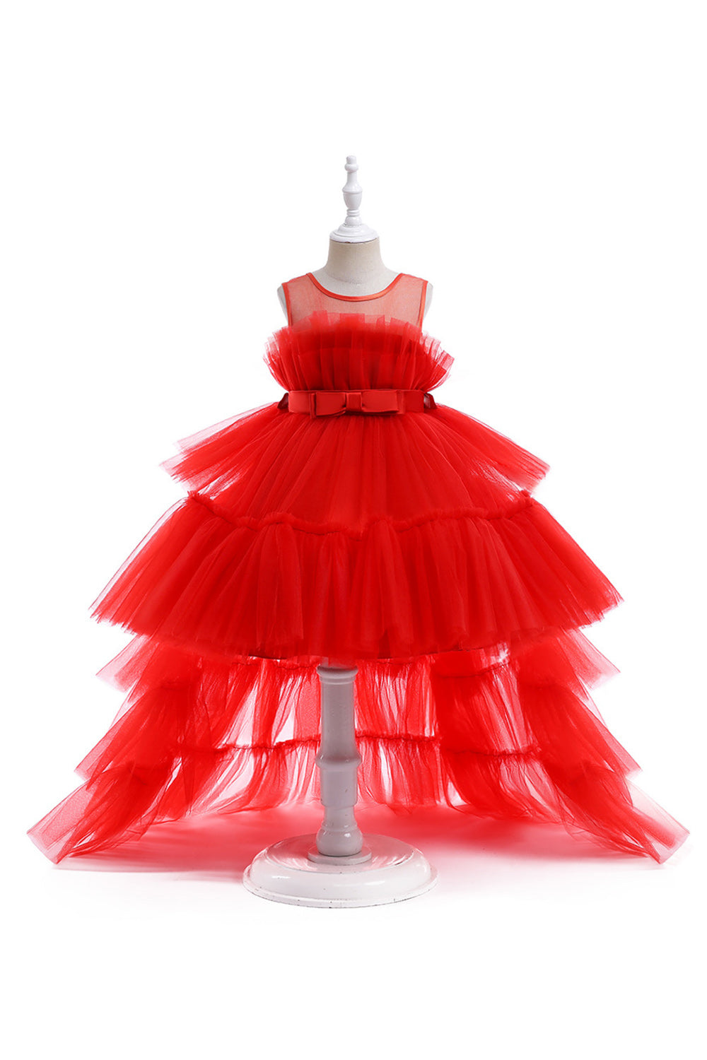 A Line Removable Hot Pink Girl's Party Dress