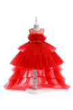 A Line Removable Hot Pink Girl's Party Dress