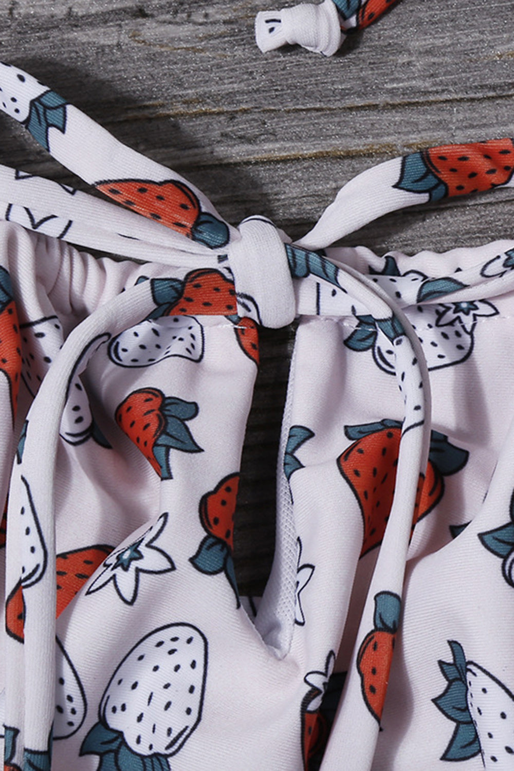 White One Piece Printed Swimwear with Strawberries