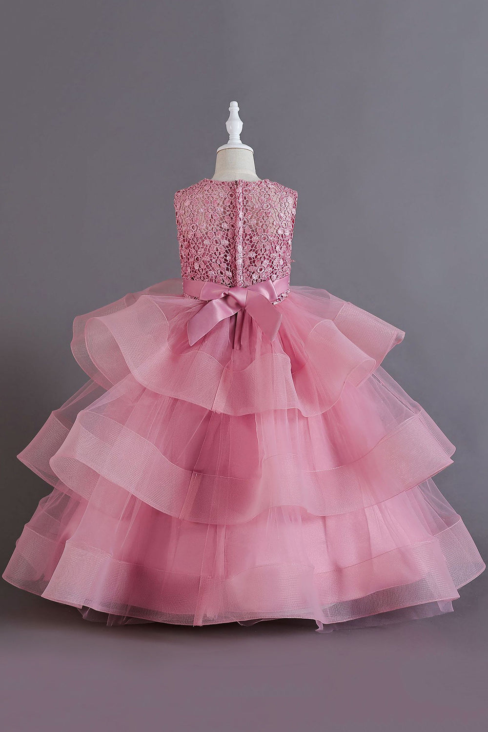 A Line Tulle Burgundy Sleeveless Girls Dresses With Bow