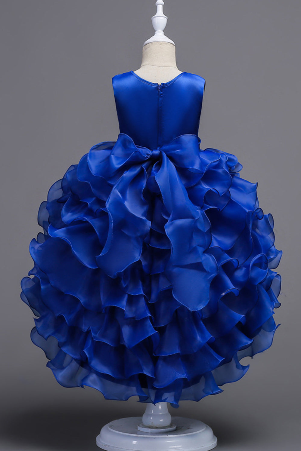 High Low Round Neck Sleeveless Purple Girls Party Dresses