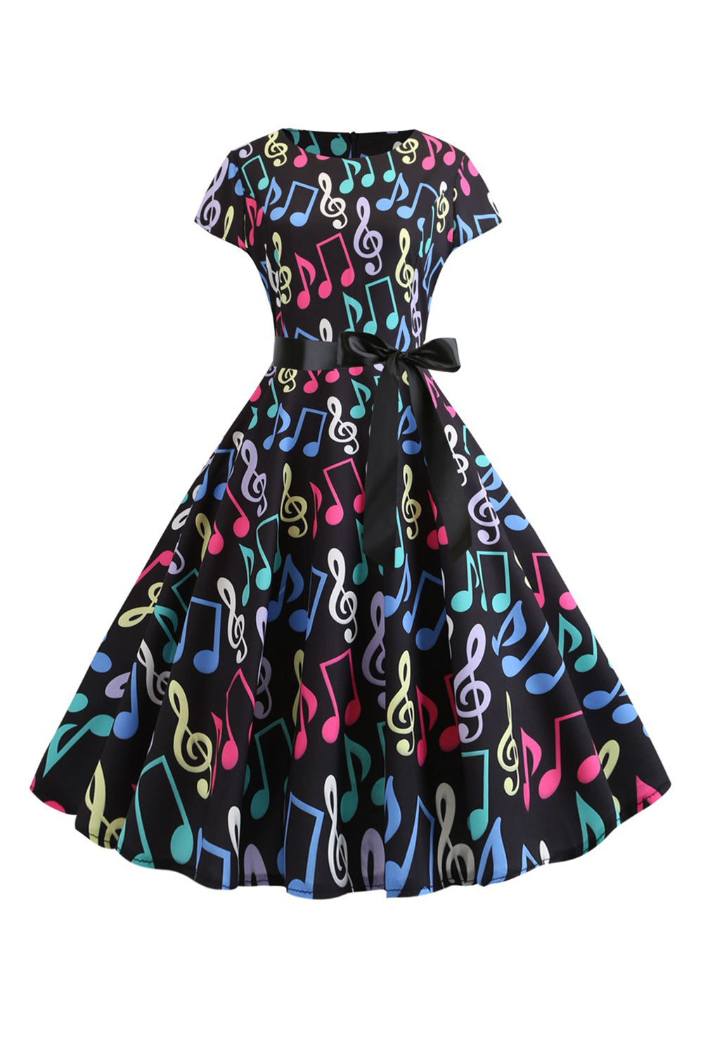 A Line Printed Swing 1950s Dresss