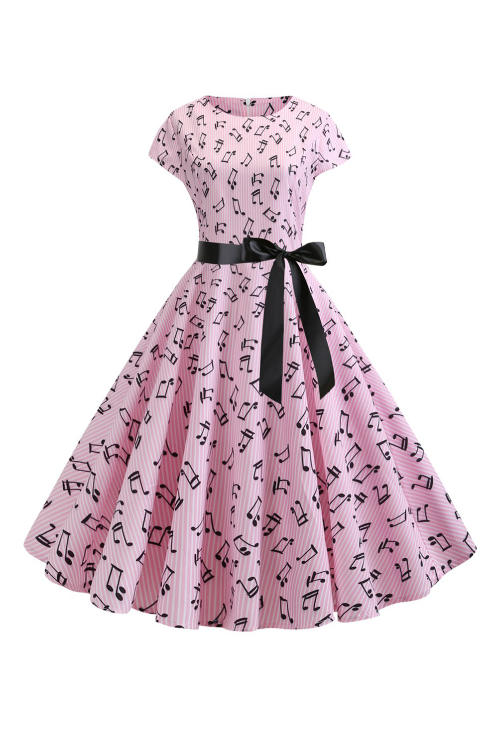 A Line Printed Swing 1950s Dresss
