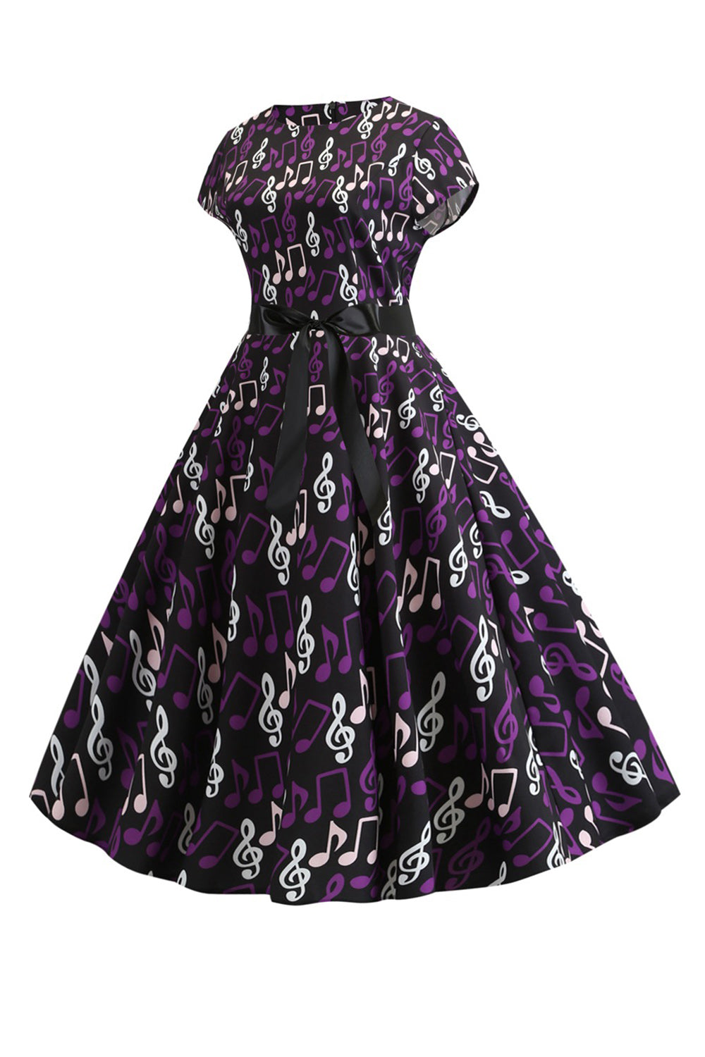 A Line Printed Swing 1950s Dresss