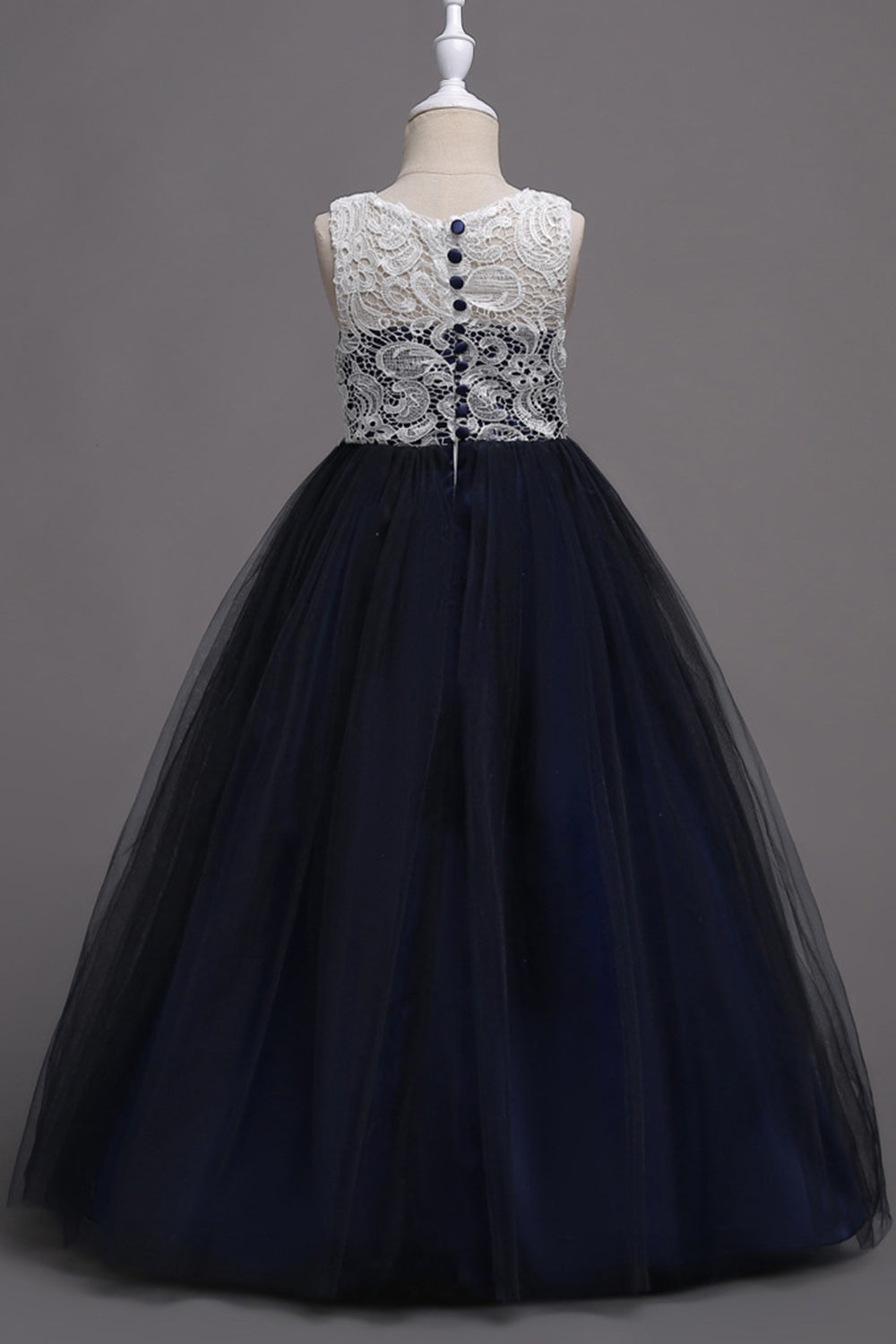 Purple A Line Tulle Girls Dresses With Lace