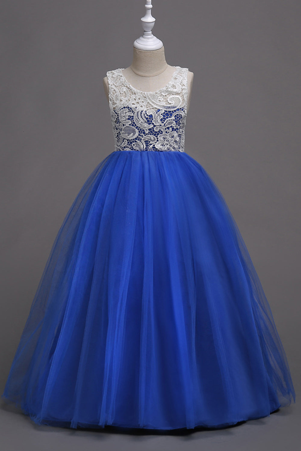 Purple A Line Tulle Girls Dresses With Lace