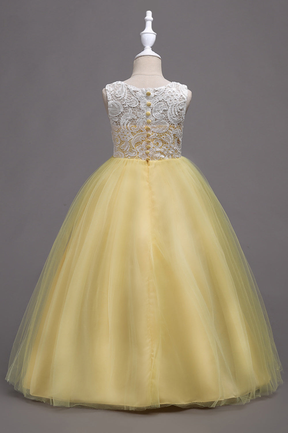 Purple A Line Tulle Girls Dresses With Lace