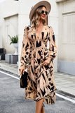 Black Printed Long Sleeves Casual Dress