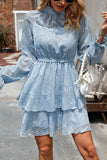 White Long Sleeves A-Line Short Casual Dress With Appliques