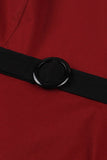 Red A Line 1950s Swing Dress with Belt