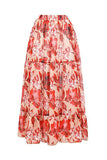 Red Leaves Printed 2 Piece Swimwear with Skirt