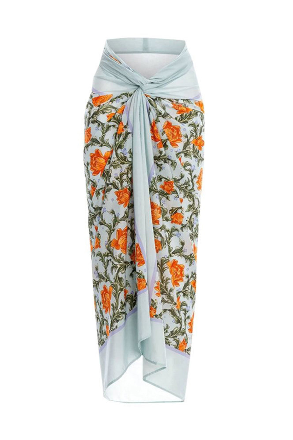 Purple Floral Print 2 Piece Swimwear with Skirt