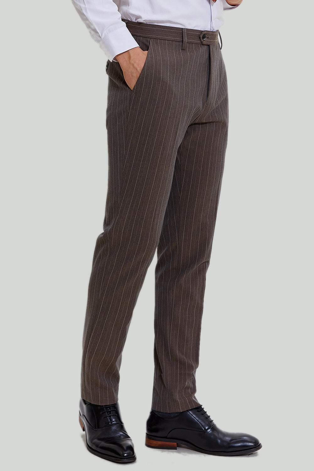 Coffee Pinstripe 3 Piece Men's Prom Formal Suits