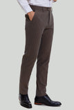 Coffee Pinstripe 3 Piece Men's Prom Formal Suits