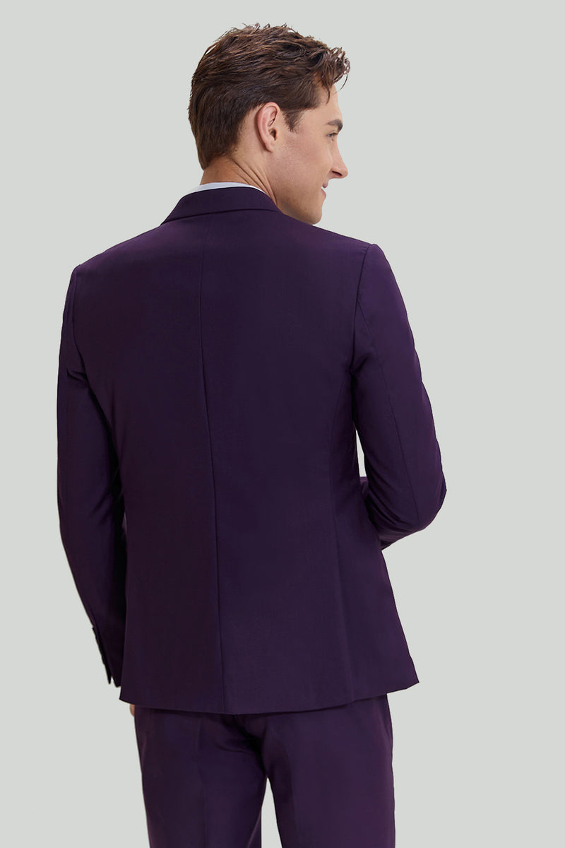 ZAPAKA Men's Wedding Suits Purple Notched Lapel 3 Piece Prom Suits