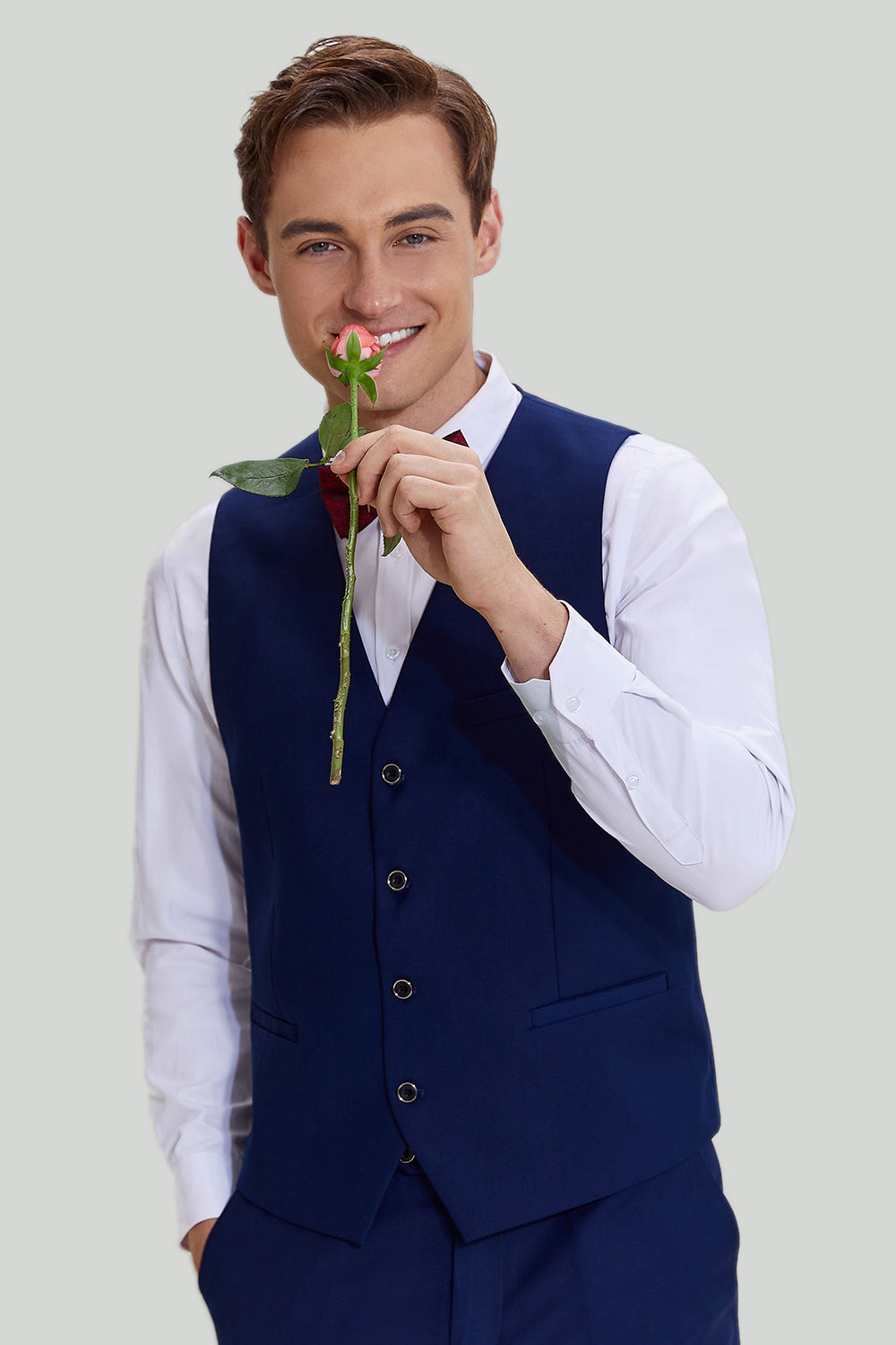 Men's Navy 3-piece One Button Slim Fit Formal Suits