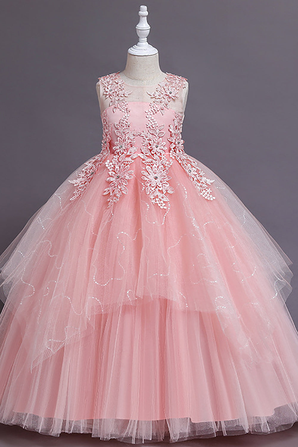 Tulle Light Blue Flower Girl Dress with Appliques