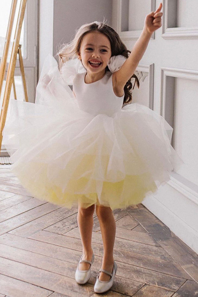 Light yellow store flower girl dresses