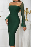 Dark Green Semi Formal Dress with Sleeves