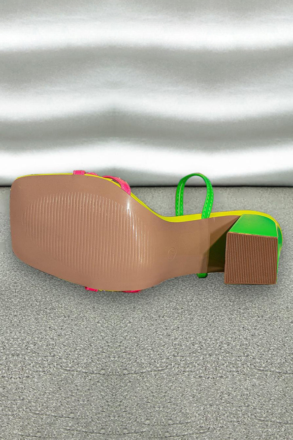 Green Strappy Block High Heeled Sandals With Bowknot