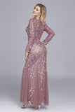 Mermaid Boat Neck Dusty Rose Mother of The Bride Dress with Appliques