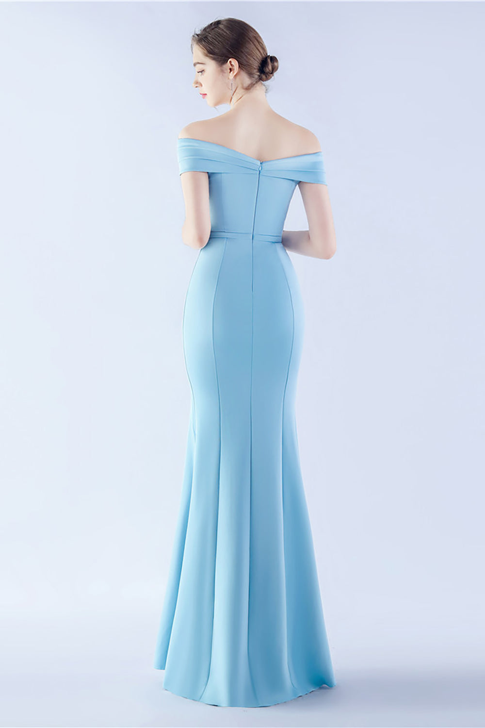 Navy Off the Shoulder Mermaid Formal Dress with Slit