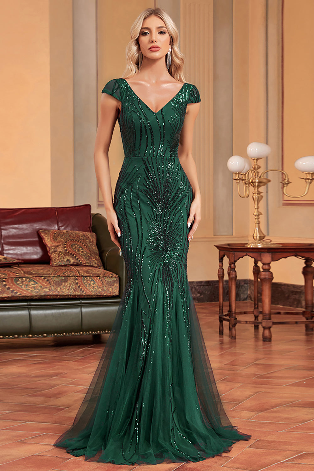Mermaid Dark Green Long Formal Dress - View 3 | Shop Formal Dress