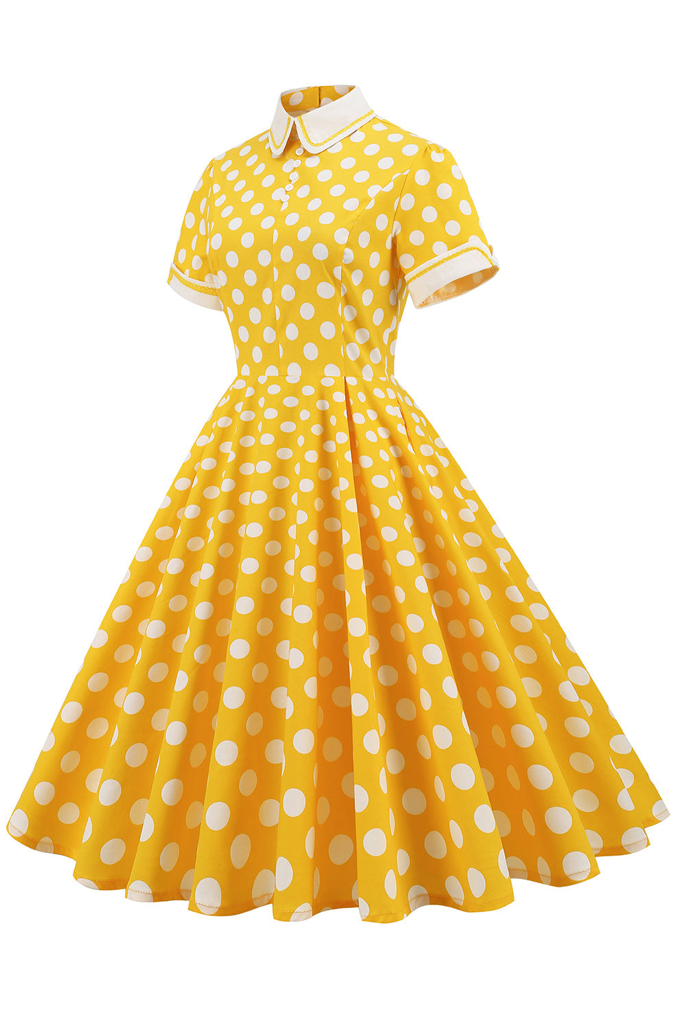 Yellow Polka Dots 1950s Dress