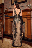 Champagne Sequins Gatsby 1920s Prom Dress