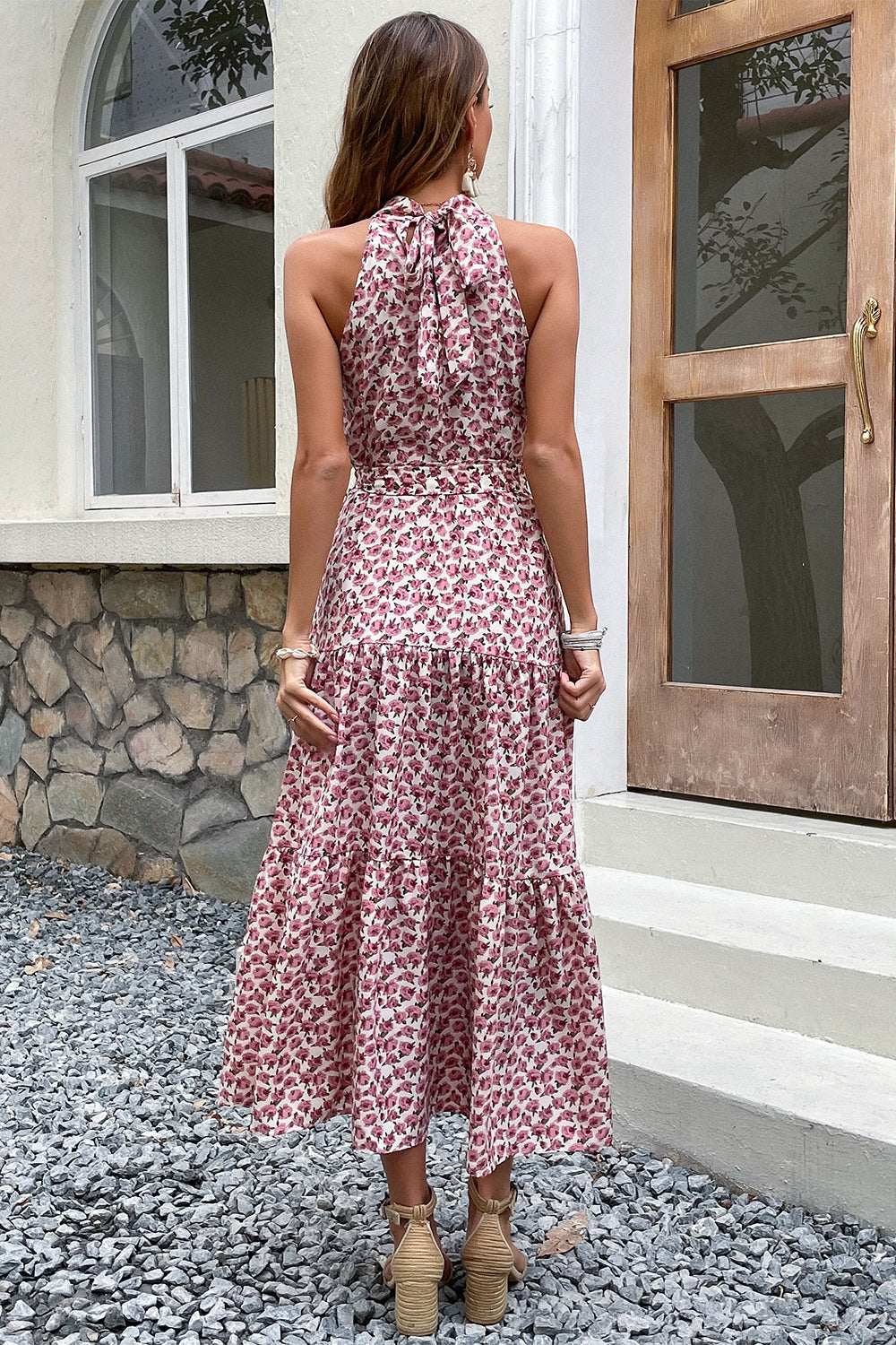 Silm Fit Halter Floral Summer Dress