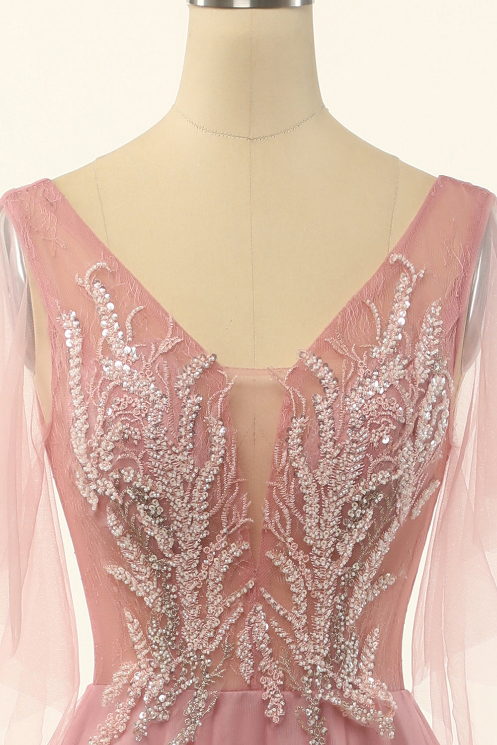 Blush Beading Tulle A-line Formal Dress