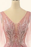 Blush Beading Tulle A-line Formal Dress
