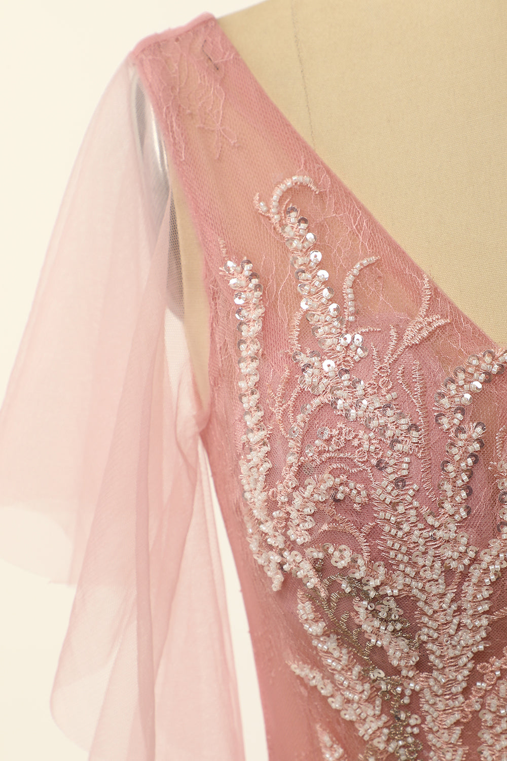Blush Beading Tulle A-line Formal Dress