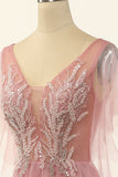 Blush Beading Tulle A-line Formal Dress