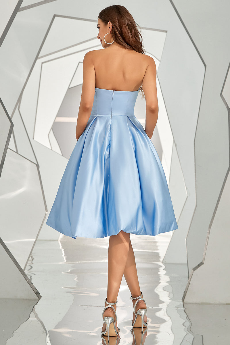 Blue strapless 2024 dress short