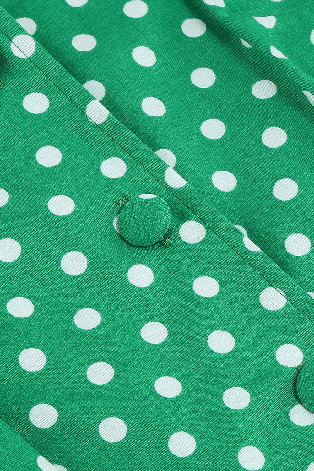 Green Lapel Neck Polka Dots Swing 1950s Dress