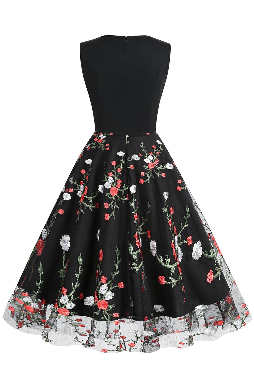 Black Vintage 1950s Dress with Embroidery