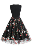 Black Vintage 1950s Dress with Embroidery