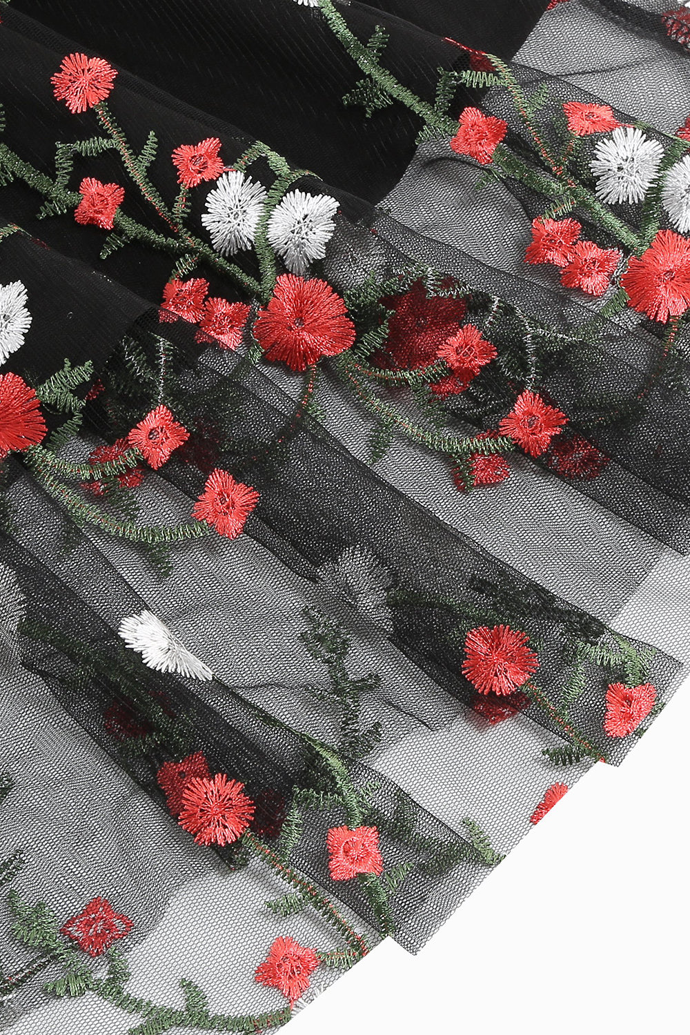 Black Vintage 1950s Dress with Embroidery